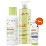 Zestaw A-Derma Exomega Control 2w1, żel emolient do mycia ciała, twarzy, włosów, od urodzenia, 500 ml + krem emolient, 400 ml + regenerujący krem emolient na noc, 200 ml gratis - miniaturka zdjęcia produktu