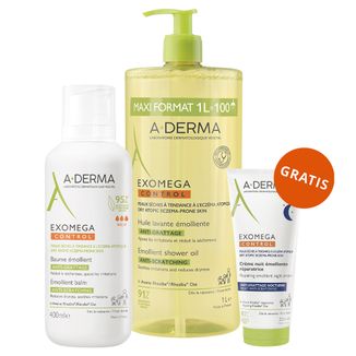 Zestaw A-Derma Exomega Control, oczyszczający olejek emolientowy pod prysznic, zapobiegający drapaniu, 1 l + balsam emolient, 400 ml + regenerujący krem, 200 ml gratis Zestaw A-Derma Exomega Control, oczyszczający olejek emolientowy pod prysznic, zapobiegający drapaniu, 1 l + balsam emolient, 400 ml + regenerujący krem, 200 ml gratis - zdjęcie produktu