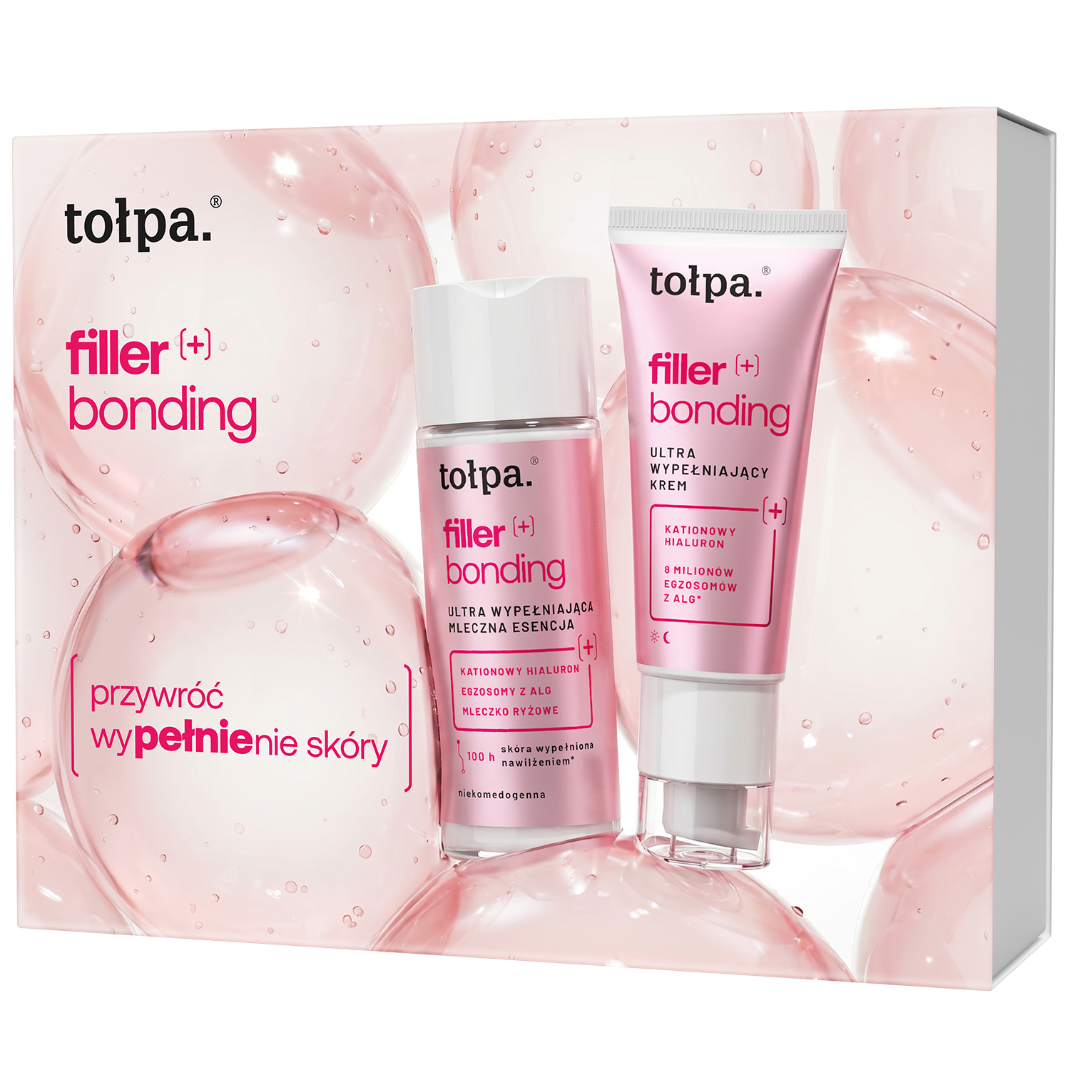 Tołpa Zestaw Tołpa Filler Bonding, ultra wypełniająca mleczna esencja, 150 ml + ultra wypełniający krem, 40 ml