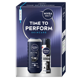Zestaw Nivea Men Time to Perform, Active Clean, żel pod prysznic, 250 ml + Power, antyperspirant spray, 150 ml - miniaturka zdjęcia produktu