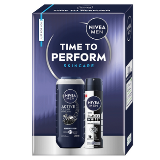 Zestaw Nivea Men Time to Perform, Active Clean, żel pod prysznic, 250 ml + Power, antyperspirant spray, 150 ml - zdjęcie produktu