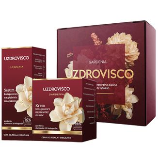 Zestaw Uzdrovisco Gardenia, kolagenowy krem naprawczy na noc, 50 ml + kolagenowe serum na głebokie zmarszczki, 30 ml - zdjęcie produktu