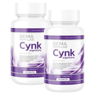 Zestaw SEMA Maxi Lab Cynk organiczny, 2 x 100 tabletek Zestaw SEMA Maxi Lab Cynk organiczny, 2 x 100 tabletek - zdjęcie produktu