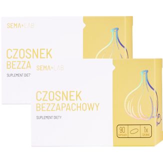 Zestaw SEMA Lab Czosnek Bezzapachowy, 2 x 90 kapsułek Zestaw SEMA Lab Czosnek Bezzapachowy, 2 x 90 kapsułek - zdjęcie produktu