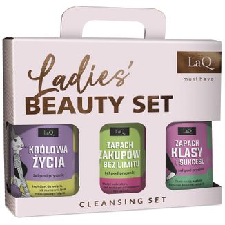 Zestaw LaQ Ladies Beauty Set Czyściopak, żele pod prysznic, Niezapominajka, 500 ml + Magnolia, 500 ml + Kiwi i Winogrona, 500 ml - zdjęcie produktu