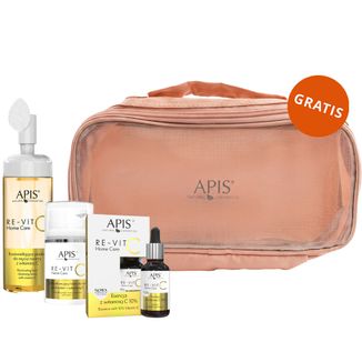 Zestaw Apis Re-Vit C Home Care, rozświetlająca pianka do mycia twarzy z witaminą C, 150 ml + krem na noc, 50 ml + esencja z witaminą C 10%, 30 ml + kosmetyczka gratis Zestaw Apis Re-Vit C Home Care, rozświetlająca pianka do mycia twarzy z witaminą C, 150 ml + krem na noc, 50 ml + esencja z witaminą C 10%, 30 ml + kosmetyczka gratis - zdjęcie produktu