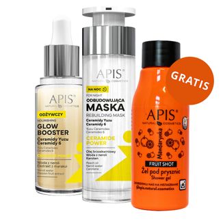 Zestaw Apis Ceramide Power, odżywczy glow booster, 30 ml + maska na noc, 50 ml + żel pod prysznic, mandarynka, 50 ml gratis - zdjęcie produktu