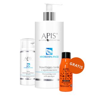 Zestaw Apis Professional Hydro Balance, krem dotleniająco-nawilżający do twarzy, 100 ml + tonik z algami morskimi, 500 ml + płatki pod oczy, 2 sztuki gratis - zdjęcie produktu