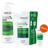 Zestaw Vichy Dercos Anti Dandruff DS, szampon przeciwłupieżowy, włosy normalne i przetłuszczające się, 390 ml + zapas, 390 ml + szampon przeciwłupieżowy, 50 ml gratis - miniaturka zdjęcia produktu