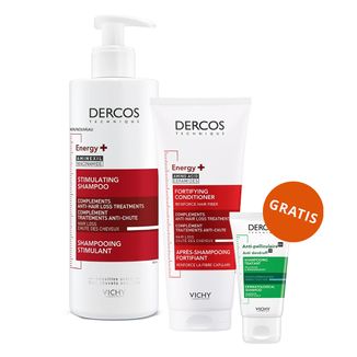 Zestaw Vichy Dercos Energy+, szampon wzmacniający włosy, 400 ml + odżywka do włosów, 200 ml + szampon przeciwłupieżowy, 50 ml gratis - zdjęcie produktu