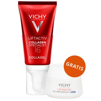 Vichy Liftactiv Collagen Specialist, krem-żel podkręcający glow, 50 ml + przeciwzmarszczkowy krem z witaminą Cg i peptydami na noc, 15 ml gratis - zdjęcie produktu
