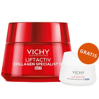 Vichy Liftactiv Collagen Specialist, krem przeciwzmarszczkowy, każdy rodzaj skóry, 50 ml + przeciwzmarszczkowy krem z witaminą Cg i peptydami na noc, 15 ml gratis - zdjęcie produktu