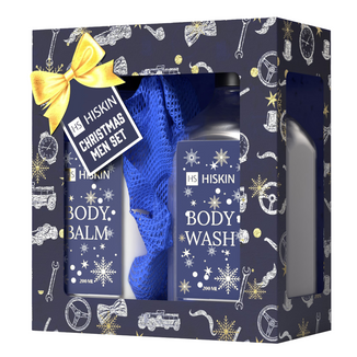 Zestaw Hiskin Christmas Men Set, żel pod prysznic, 200 ml + balsam do ciała, 200 ml + myjka do ciała - zdjęcie produktu