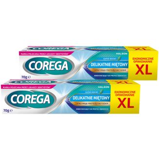 Zestaw Corega Super Mocny, krem mocujący do protez zębowych, delikatnie miętowy, 2 x 70 g - zdjęcie produktu