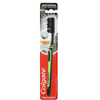 Colgate Charcoal Double Action, szczoteczka do zębów z aktywnym węglem, średnia, 1 sztuka - zdjęcie produktu
