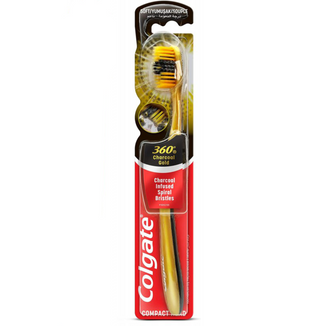 Colgate 360° Charcoal Gold, szczoteczka do zębów, miękka, 1 sztuka - zdjęcie produktu