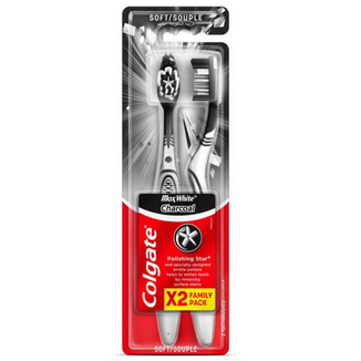 Colgate Max White Charcoal, szczoteczka do zębów, miękka, 2 sztuki - zdjęcie produktu