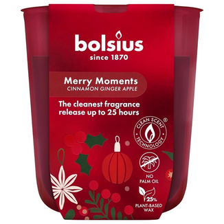 Bolsius True Glow Merry Moments, świeca zapachowa, cinnamon, ginger & apple, 310 g, 1 sztuka - zdjęcie produktu