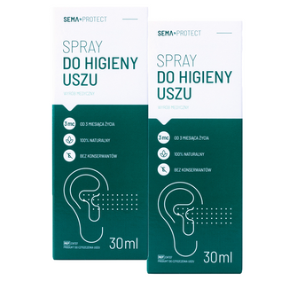 Zestaw SEMA Protect Spray do higieny uszu, dla dzieci od 3 miesiąca i dorosłych, 2 x 30 ml - zdjęcie produktu