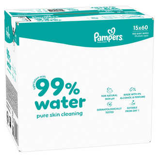 Pampers 99% Water, chusteczki nawilżane, 15 x 60 sztuk - zdjęcie produktu