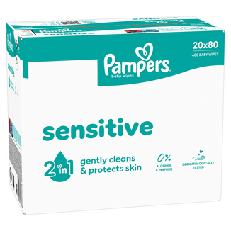 Pampers Sensitive, chusteczki nawilżane, 20 x 80 sztuk - zdjęcie produktu
