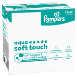 Pampers Aqua Soft Touch, chusteczki nawilżane, 12 x 60 sztuk - miniaturka zdjęcia produktu