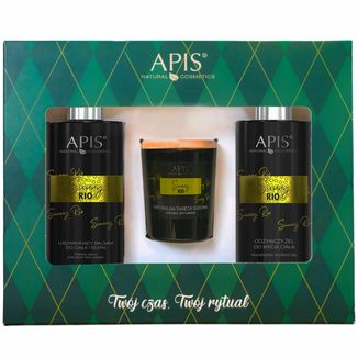 Zestaw Apis Sunny Rio, krem do ciała i dłoni, 300 ml + żel do mycia ciała, 300 ml + świeca sojowa, 70 g - zdjęcie produktu