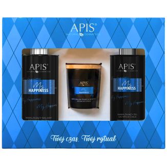 Zestaw Apis My Happiness, krem do ciała i dłoni, 300 ml + żel do mycia ciała, 300 ml + świeca sojowa, 70 g - zdjęcie produktu