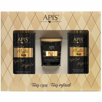 Zestaw Apis Mystic Oud, krem do ciała i dłoni, 300 ml + żel do mycia ciała, 300 ml + świeca sojowa, 70 g - zdjęcie produktu