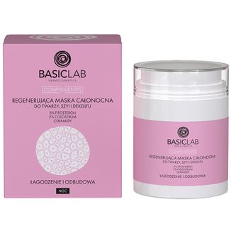 BasicLab, regenerująca maska całonocna do twarzy, szyi i dekoltu, 50 ml - zdjęcie produktu