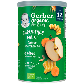 Gerber Organic Chrupiące Falki, jabłko, marchewka, 35 g - zdjęcie produktu