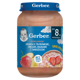 Gerber Deserek, makaron z truskawkami, jabłkami, bananami i twarożkiem, po 8 miesiącu, 190 g - miniaturka zdjęcia produktu
