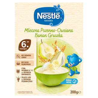 Nestle Kaszka mleczna pszenno-owsiana, banan, gruszka, po 6 miesiącu, 200 g - zdjęcie produktu