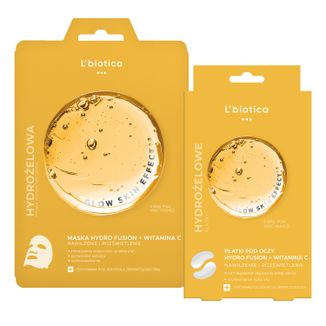 Zestaw L'Biotica, hydrożelowa maska do twarzy z witaminą C, 1 sztuka + hydrożelowe płatki pod oczy z witaminą C, 2 sztuki - zdjęcie produktu