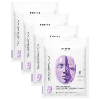 Zestaw L'biotica, transformująca maska kolagenowa z niacynamidem w mikrokapsułkach, 4 x 1 sztuka - zdjęcie produktu