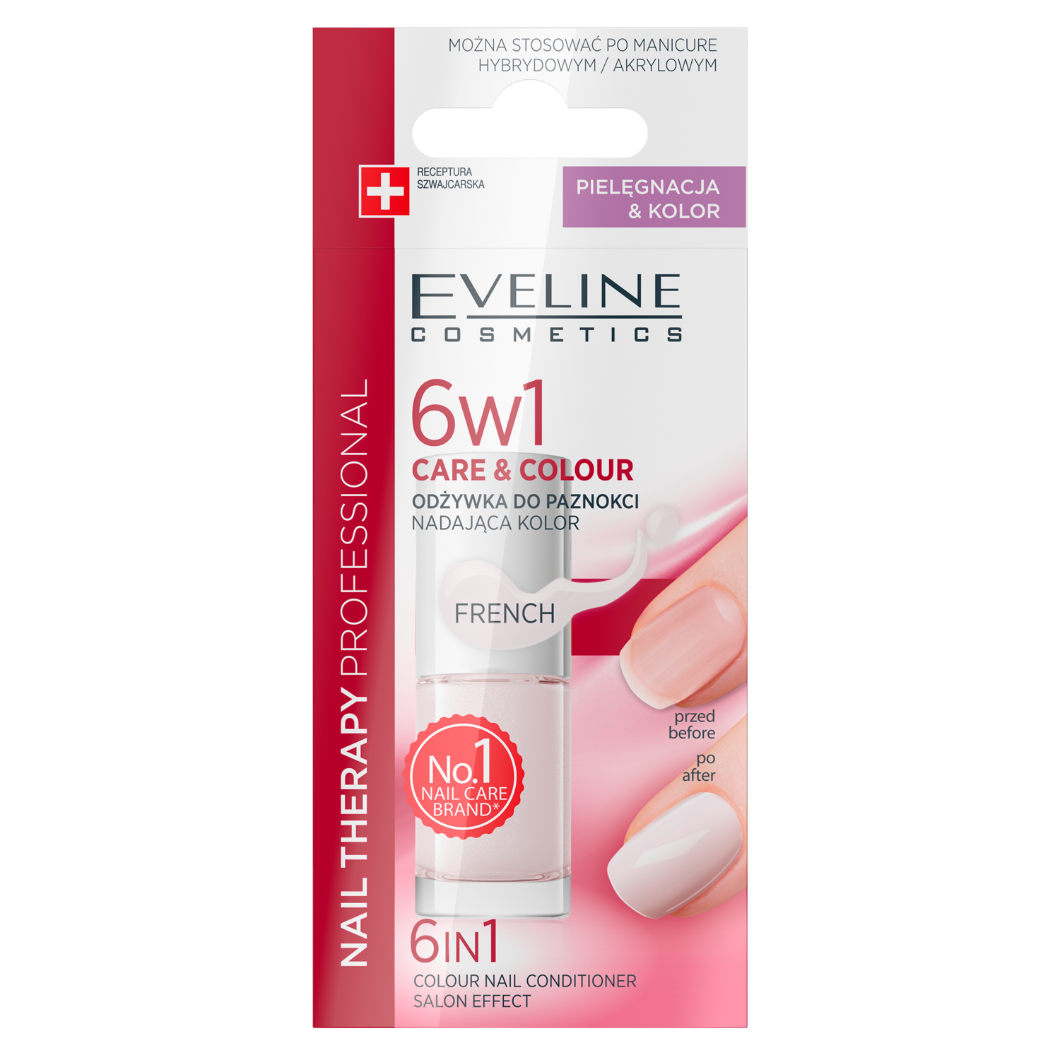 Nieznana Eveline Cosmetics Nail Therapy, odżywka do paznokci nadająca kolor 6w1, French, 5 ml