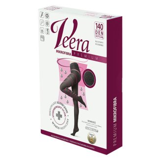 Veera Premium, rajstopy uciskowe z mikrofibrą, 140 den, rozmiar 1, czarne - zdjęcie produktu