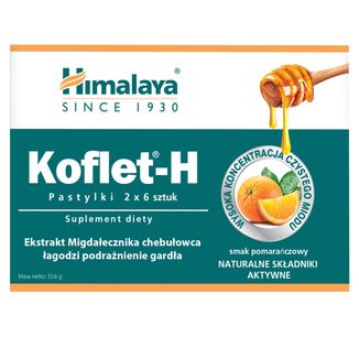 Himalaya Koflet-H, smak pomarańczowy, 12 pastylek do ssania - zdjęcie produktu