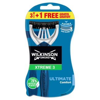 Wilkinson Sword Xtreme3 Ultimate Plus, maszynki do golenia jednorazowe, 3 sztuki + 1 sztuka gratis - zdjęcie produktu