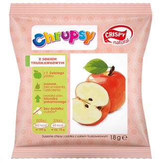Crispy Natural Chrupsy, suszone chipsy z jabłka z sokiem truskawkowym, 18 g - zdjęcie produktu