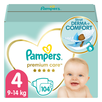 Pampers Premium Care, pieluchy rozmiar 4, 9-14 kg, 104 sztuki USZKODZONE OPAKOWANIE - zdjęcie produktu