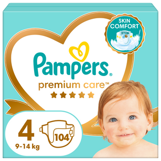 Pampers Premium Care, pieluchy rozmiar 4, 9-14 kg, 104 sztuki - zdjęcie produktu