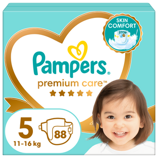 Pampers Premium Care, pieluchy rozmiar 5, 11-16 kg, 88 sztuk - zdjęcie produktu