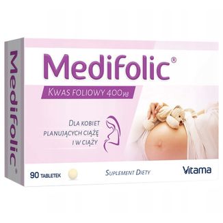 Medifolic, kwas foliowy 400 µg, 90 tabletek USZKODZONE OPAKOWANIE - zdjęcie produktu
