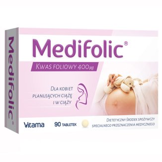 Medifolic, kwas foliowy 400 µg, 90 tabletek - zdjęcie produktu