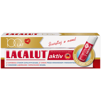 Lacalut Aktiv, pasta do zębów, 75 ml + pomadka do ust, 4,8 g gratis USZKODZONE OPAKOWANIE - zdjęcie produktu