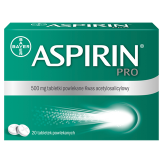 Aspirin Pro 500 mg, 20 tabletek powlekanych USZKODZONE OPAKOWANIE Aspirin Pro 500 mg, 20 tabletek powlekanych USZKODZONE OPAKOWANIE - zdjęcie produktu