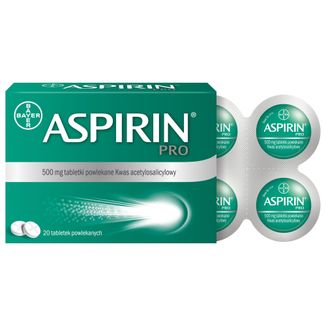 Aspirin Pro 500 mg, 20 tabletek powlekanych - zdjęcie produktu