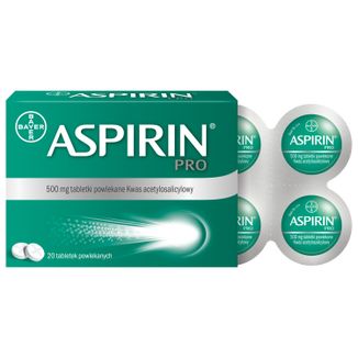 Aspirin Pro 500 mg, 20 tabletek powlekanych - zdjęcie produktu