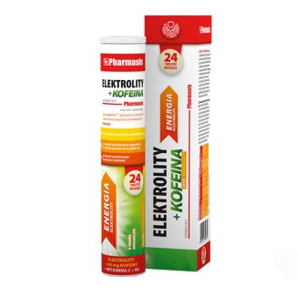 Pharmasis Elektrolity + Kofeina, smak cytrynowy, 24 tabletki musujące  - zdjęcie produktu